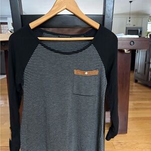 Staccato Black and Gray Striped Long Sleeve Top